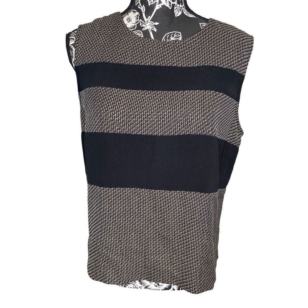Danny & Nicole Tweed Sleeveless Career Blouse Textured Stripe Top Zip Office